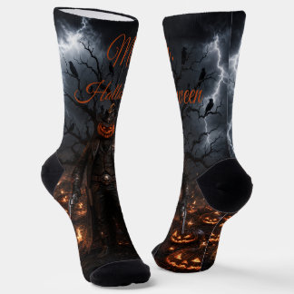 Calcetines Calabaza espeluznante de Halloween Sheriff Vaquero