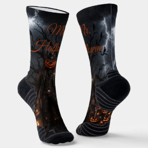Calcetines Calabaza espeluznante de Halloween Sheriff Vaquero