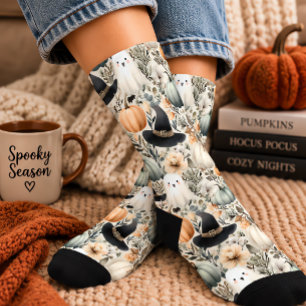 Calcetines Calabaza Fantasma de Halloween Sage