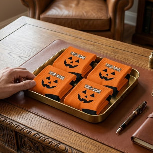 Calcetines Calabaza Naranja Personalizada de Halloween con Tu