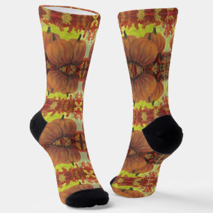 Calcetines Calabazas de Acción de Gracias #1 Hojas de Otoño d