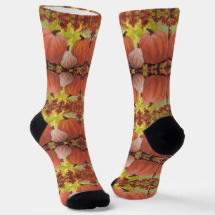 Calcetines Calabazas de Acción de Gracias #2 hojas de otoño d