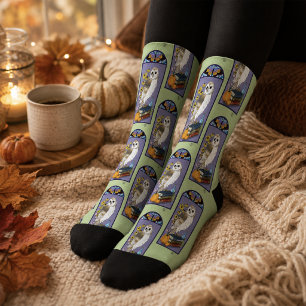 Calcetines Calabazas de lechuza común Art Nouveau Libros anti