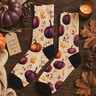 Calcetines Calabazas Moradas de Acción de Gracias de la Cosec
