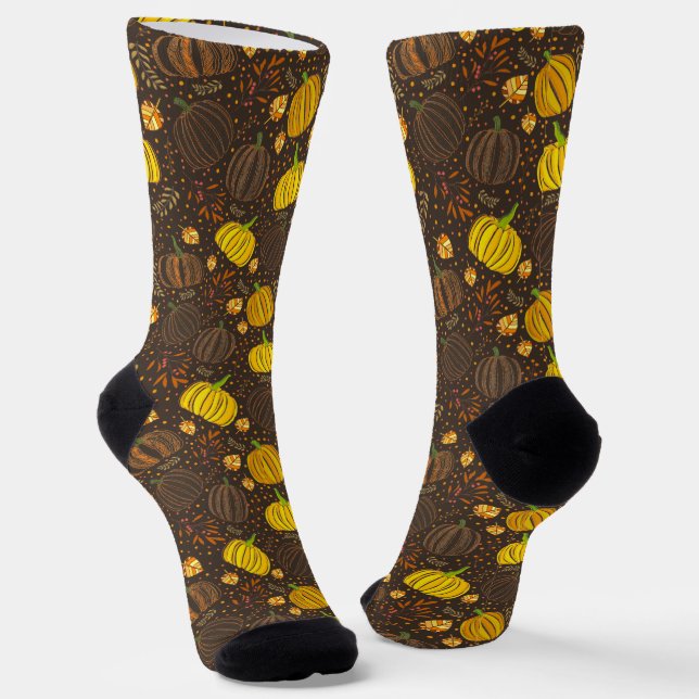Calcetines Calabazas Otoño Cosecha Patrón (Angular)