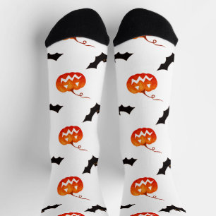 Calcetines Calabazas y murciélagos de Halloween, truco o truc