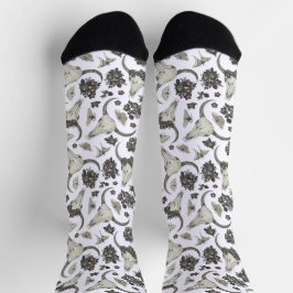 Calcetines Calavera animal gótica con patrón de flores