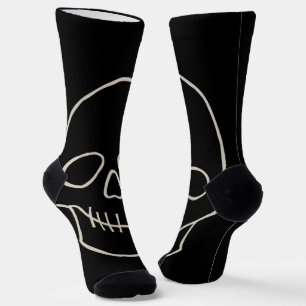 Calcetines Calavera - Blanco negro y blanco hueso