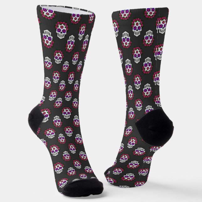 Calcetines Calavera con Rosas Halloween Día de Muertos (Angular)