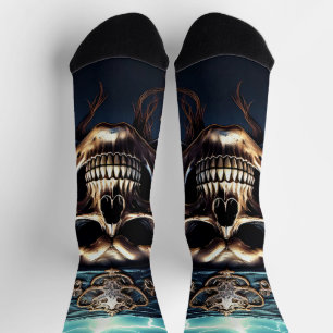 Calcetines Calavera de pirata con espadas