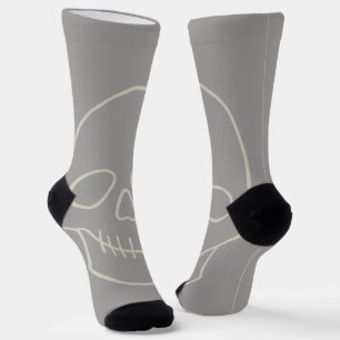 Calcetines Calavera - Gris fantasma y blanco óseo