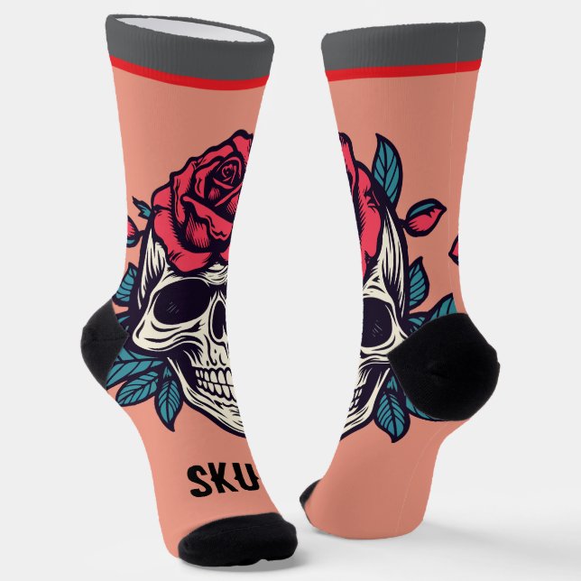 Calcetines Calavera sonriente Eres belleza rosa roja Chic esp (Angular)