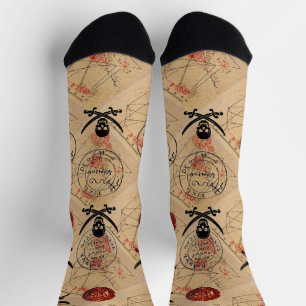 CALCETINES CALAVERA Y ESPADAS, MAPA DEL TESORO DE PIRATAS EN 
