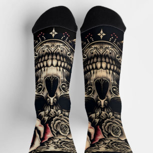 Calcetines Calavera y Rosas premium