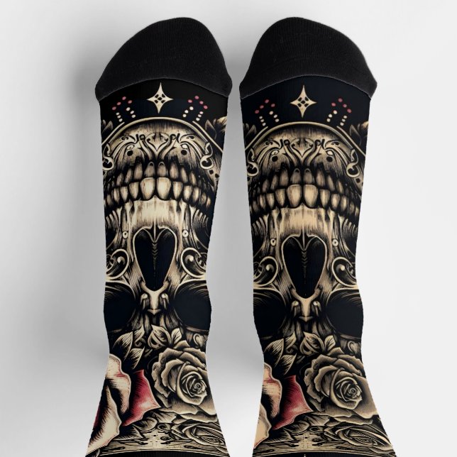 Calcetines Calavera y Rosas premium (Arriba)