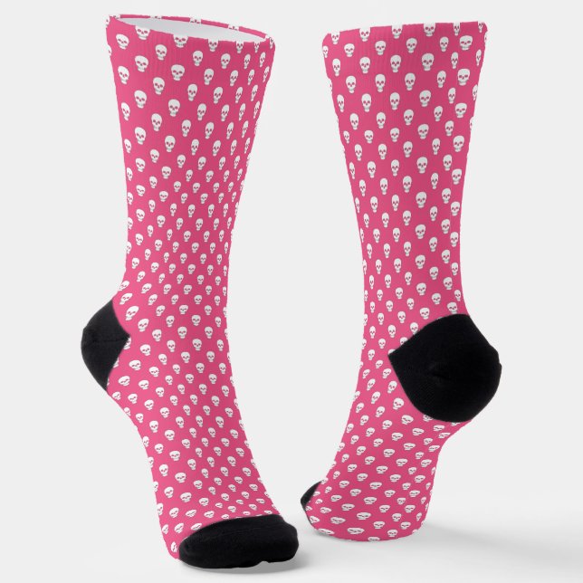 Calcetines Calaveras de Punto Polka en rosa (Angular)