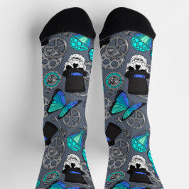 Calcetines Calaveras de Steampunk en Boda con el sombrero más