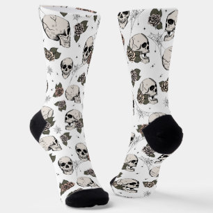 Calcetines Calaveras góticas y rosas florales