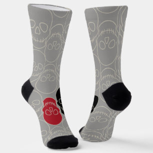 Calcetines Calaveras - Gris fantasma y blanco óseo
