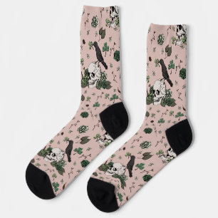 Calcetines Calaveras rosas y verdes y Rosas de San Patricio