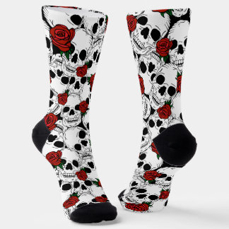 Calcetines Calaveras y Rosas con patrones de psicopeillia