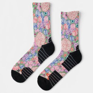 Calcetines Calcetines. Diseño "Rosas Fondo Verde" por COHOE13