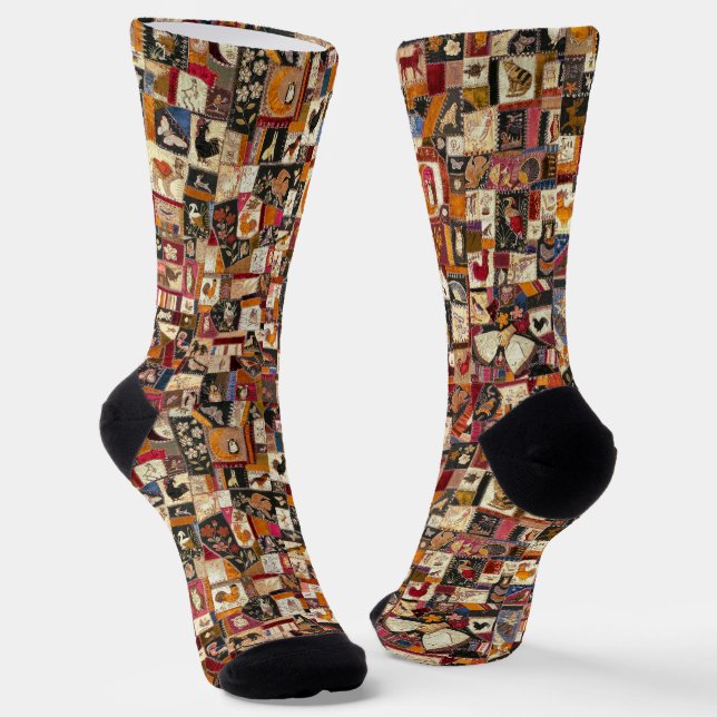 Calcetines Caldera Loca Vintage Con Animales (Angular)