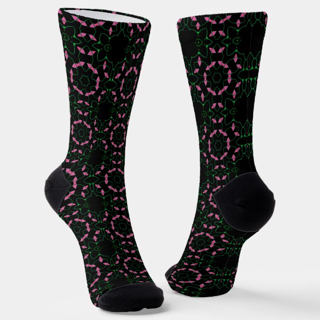 Calcetines Calidoscopio de Esmeralda y Rosa (Angular)
