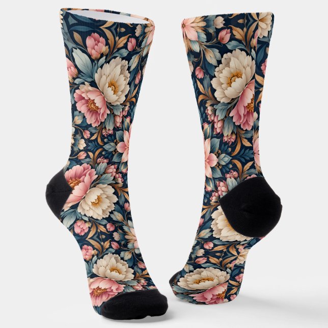 Calcetines Calidoscopio floral moderno simétrico (Angular)