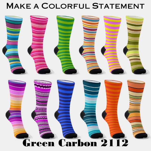 Calcetines Calzas rosadas de pomelo rosa y amarillo a rayas (Make a colorful statement with Green Carbon 2112 Striped socks and matching ties.)