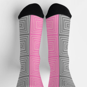 Calcetines Calzas rosadas y grises con unisexo de patrón geom