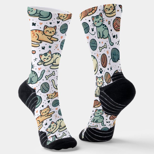 Calcetines Calzoncillos de patrón de gato - Diseño felino ado (Angular)
