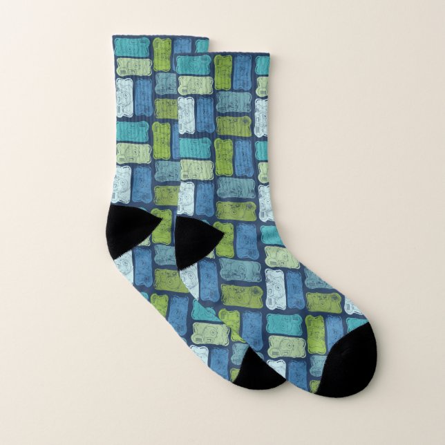 Calcetines Cámaras desechables con diseños en azul y verde (Par)