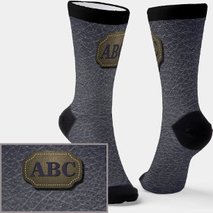 Calcetines Cambiar Iniciales, Cuero De Cuero Con Insignia De