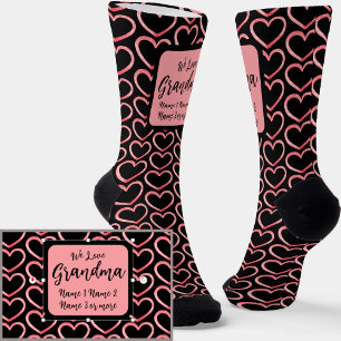 Calcetines Cambiar texto, amamos los corazones rosados de la