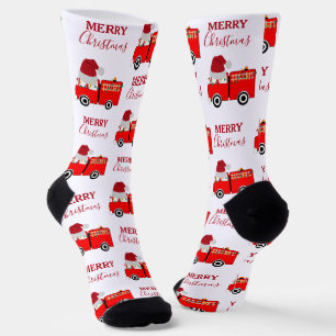 Calcetines Camión de bomberos rojo de Navidad