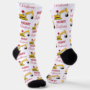 Calcetines Camión de Construcción Excavadora de Navidad