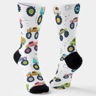 Calcetines Camiones monstruo acuarela para niños