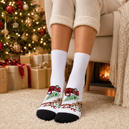 Calcetines Camioneta de cuadros vintage Rudolph Feliz Navidad
