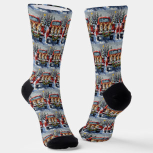 Calcetines Camioneta Roja de Navidad Corgi Fiesta