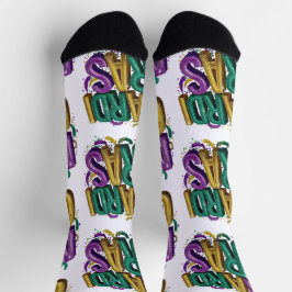 Calcetines Camiseta de mujer Glittery Mardi Gras Gras, púrpur
