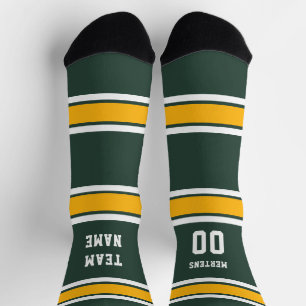Calcetines Camiseta Deportiva Verde Dorado Blanco Nombre del