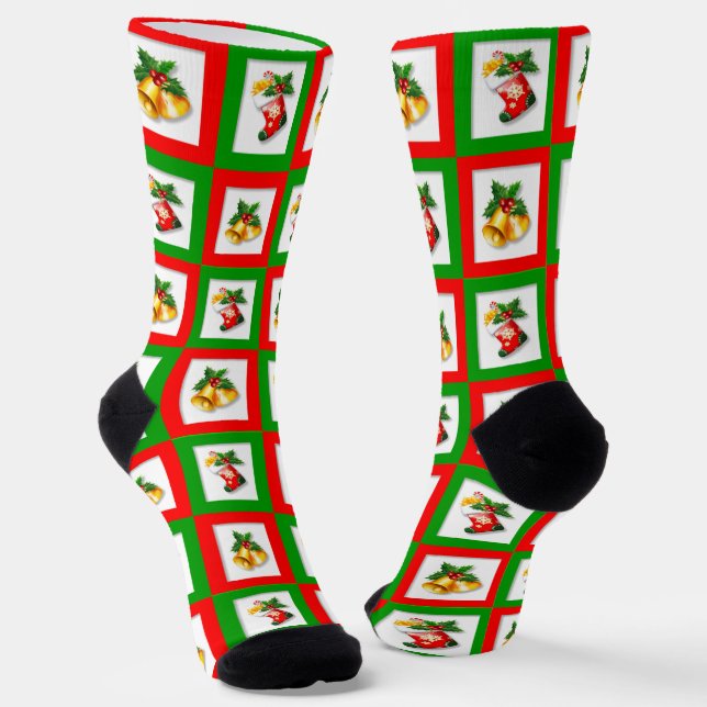 Calcetines Campanas de navidades en la tripulación de las pla (Angular)
