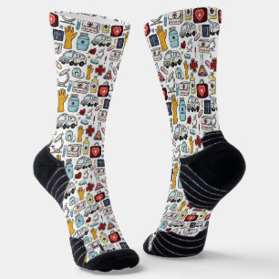 Calcetines Campo Médico Blanco Impreso Deportivo