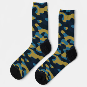 Calcetines camuflaje abstracto amarillo y azul