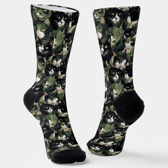 Calcetines Camuflaje de gatos verdes (Angular)