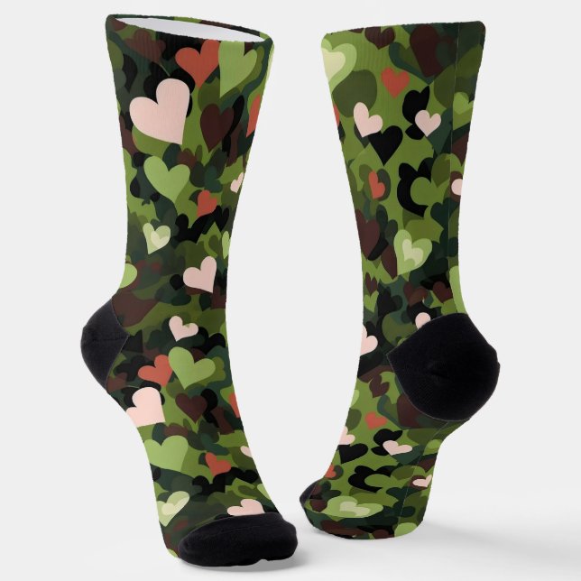 Calcetines Camuflaje del corazón verde (Angular)