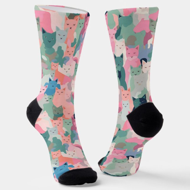 Calcetines Camuflaje del gato de colores pasteles (Angular)