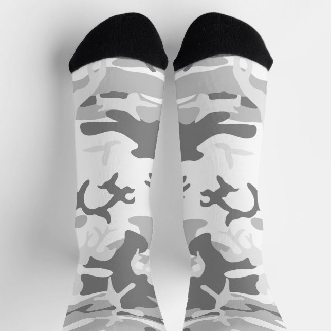 Calcetines Camuflaje gris de nieve en invierno, ejército, ejé (Arriba)