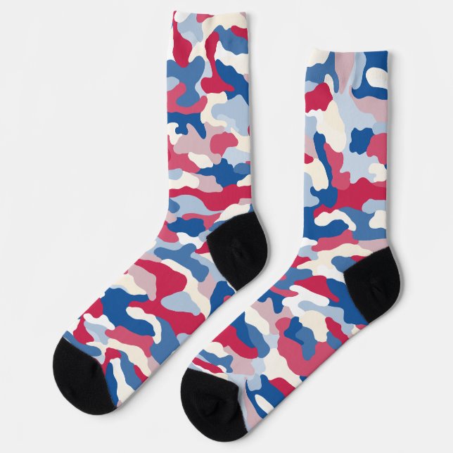 Calcetines Camuflaje rojo blanco y azul (Izquierda)